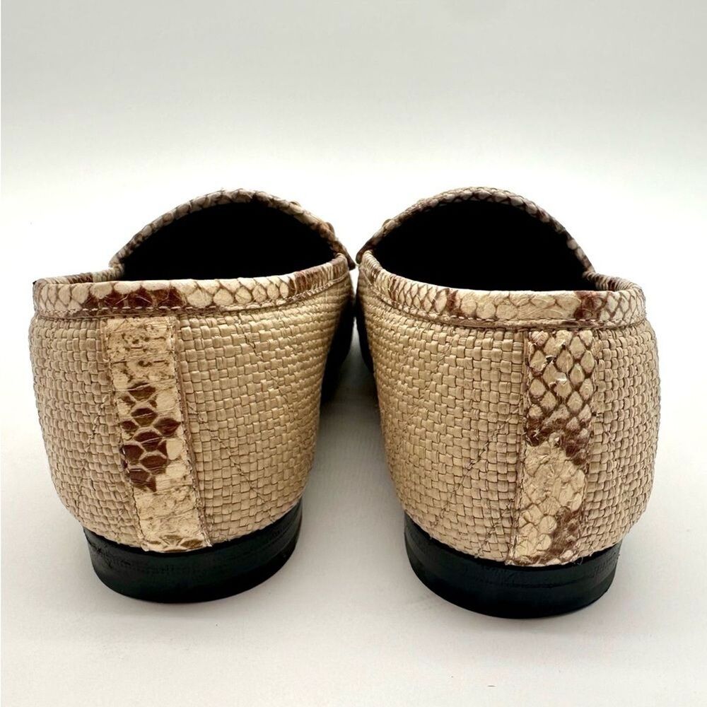 Gucci Jordaan Quilted Loafers Raffia Elaphe Straw Matelasse Horsebit EU38.5US8.5 - Picture 5 of 12